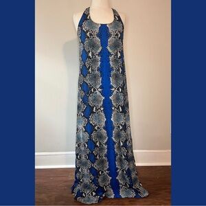 Source Unknown Blue and Black Snakeskin Maxi Dress